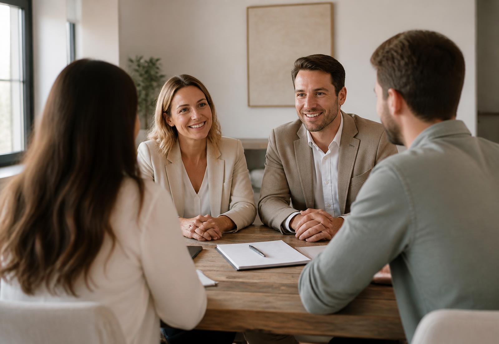 Equipo de Janeiro Real Estate atendiendo a un cliente en Valencia